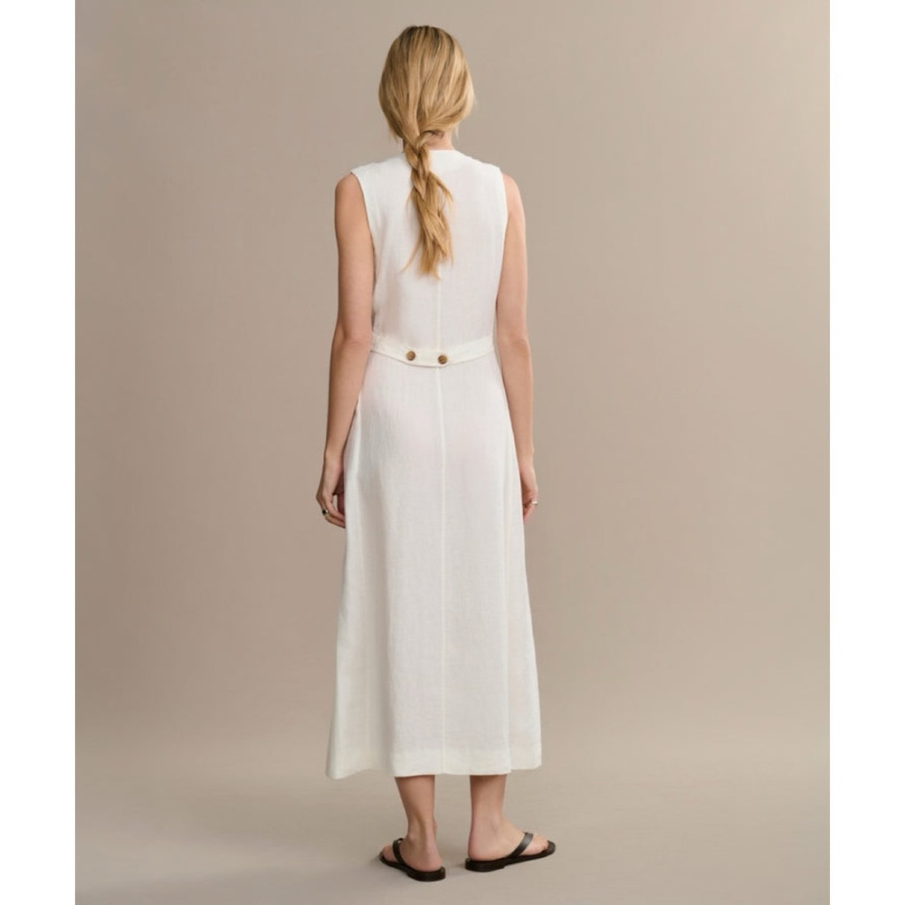 Jenni Kayne Callan Dress (Sz XS) Sleeveless Button-Up Linen Midi Ivory - Picture 3 of 13